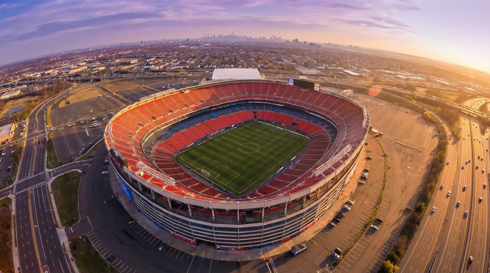 Luftaufnahme des MetLife Stadium in New Jersey, Austragungsort des WM-Finales 2026