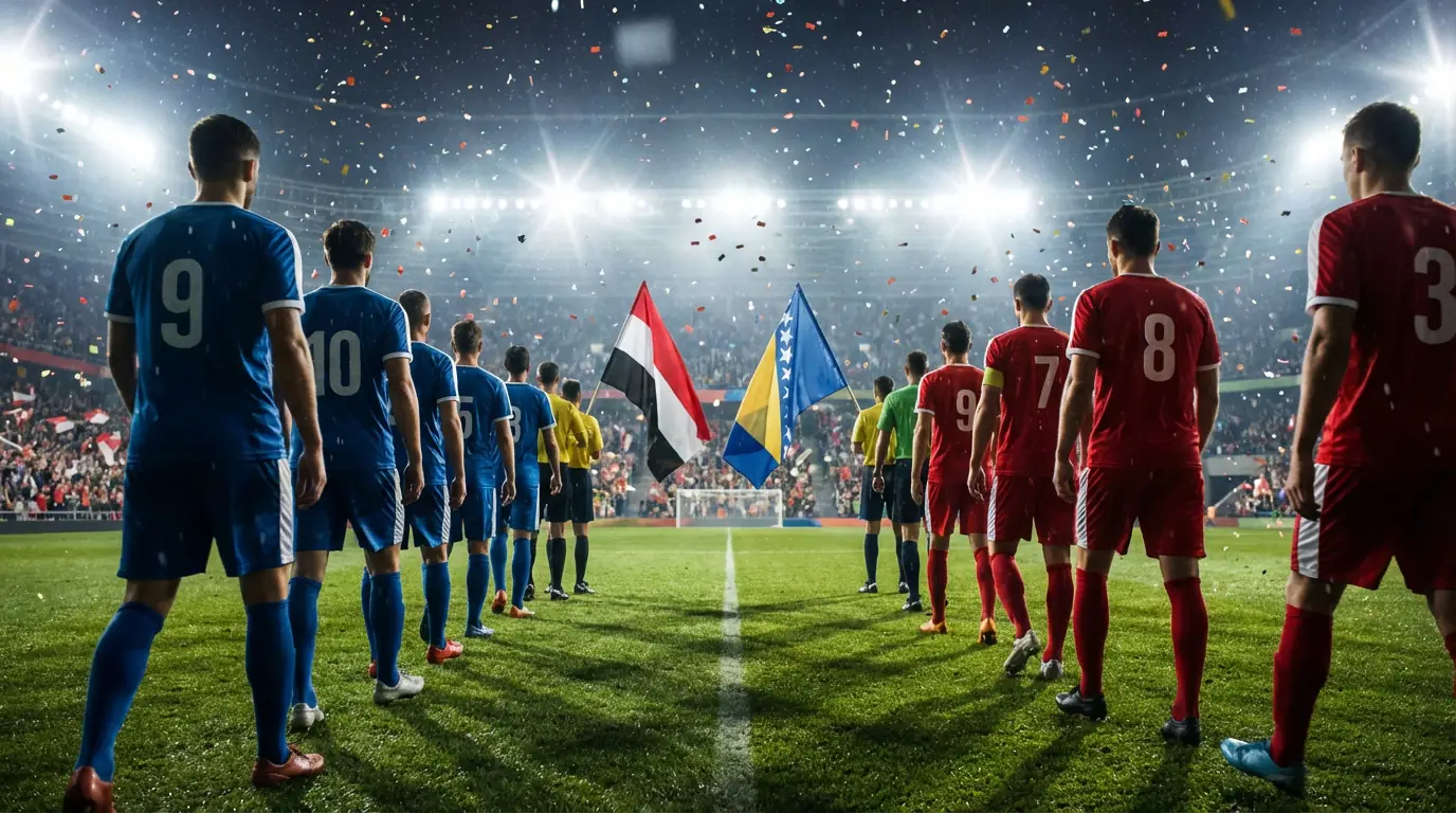 Nationalmannschaften beim Einlauf mit Landesflaggen vor einem WM-Gruppenspiel